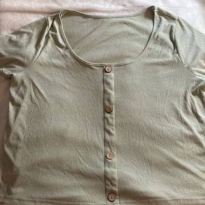 Mint button tee, size large